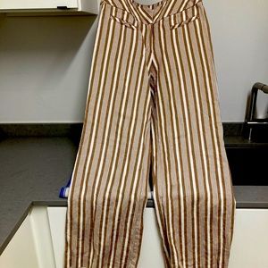 Tina Turk Pants size 6 light-brown w white stripes